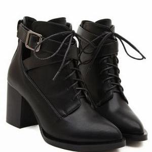 Casual Street Style Black Pointed Toe Boots