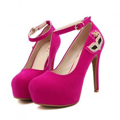 Pink Rhinestone Embellished High Heels Fashion..