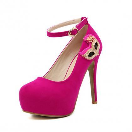 Pink Rhinestone Embellished High Heels Fashion Shoes on Luulla