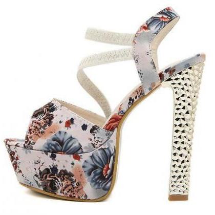 Roman Style Fish Head High-heeled Sandals With..