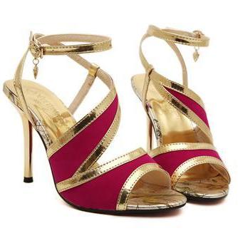 Female High-heeled Sandals With Buckle And..