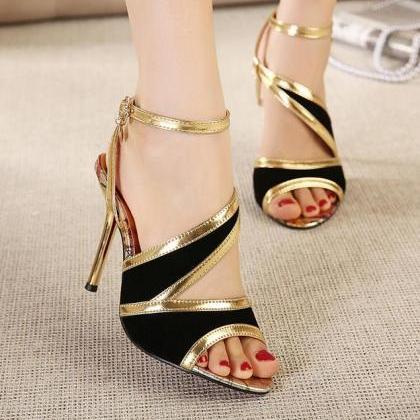 Female High-heeled Sandals With Buckle And..