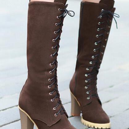 Restore Ancient Ways High-heeled Boots With Knight..