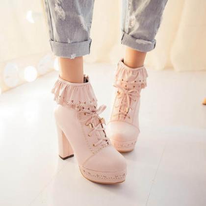 Lovely High Heels With Lace, Stylish High Heel..