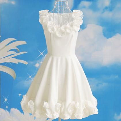 White Flowers Sleeveless Dress