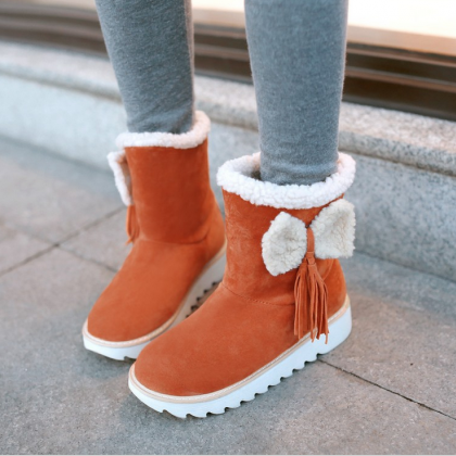 Lovely Round Head Flat Shoes Boots