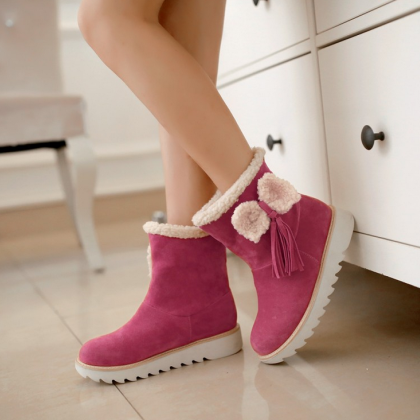 Lovely Round Head Flat Shoes Boots