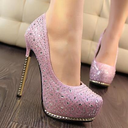 Pink Sparkle With Metal Diamond With High Heels on Luulla