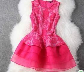 Spring And Summer Slim Embroidered Organza Skirt Princess Dress