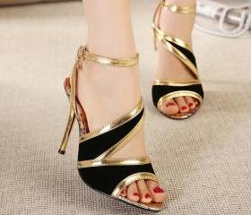 Female High-heeled Sandals With Buckle And Stiletto Heel