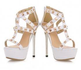 Gorgeous White Studded Gladiator High Heel Sandals