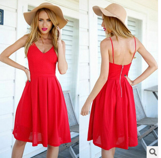 In The Big Red Strap Dress Sexy Cultivate One's Morality Dress