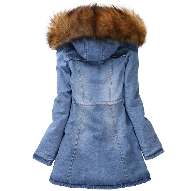 winter denim hooded coat