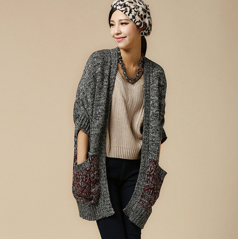 The Sweater Coat Loose Knit Cardigan Women Hit Color Europe And America