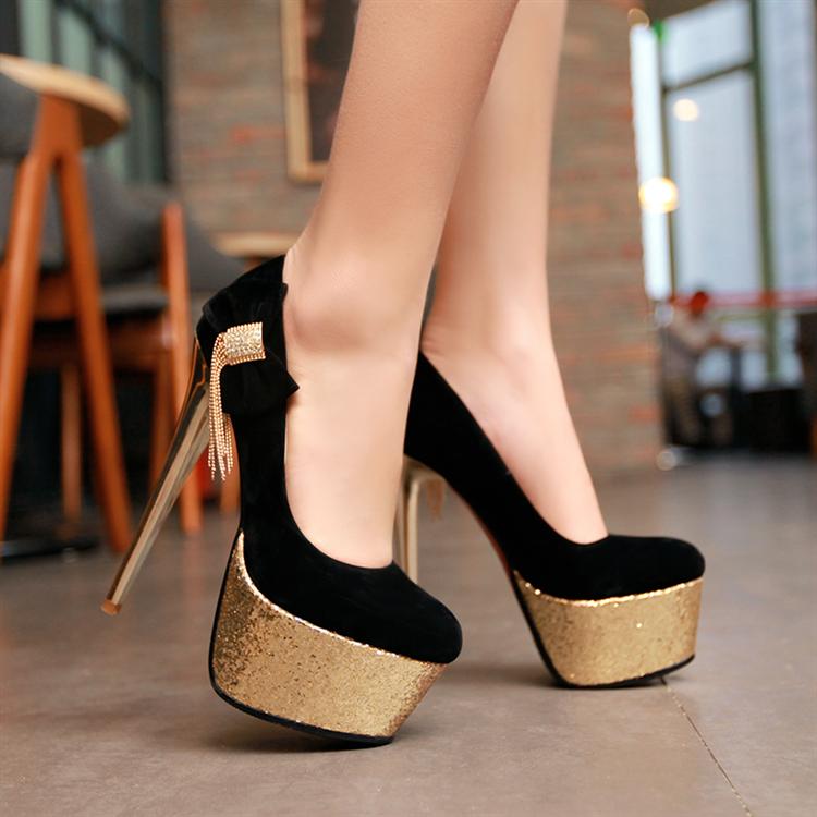Black,Golden Party Wear Ladies High Heel Footwear at Rs 599/pair in Mumbai