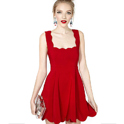 Fashion Solid Color Backless Sleeveless Gathered Waist Dress on Luulla